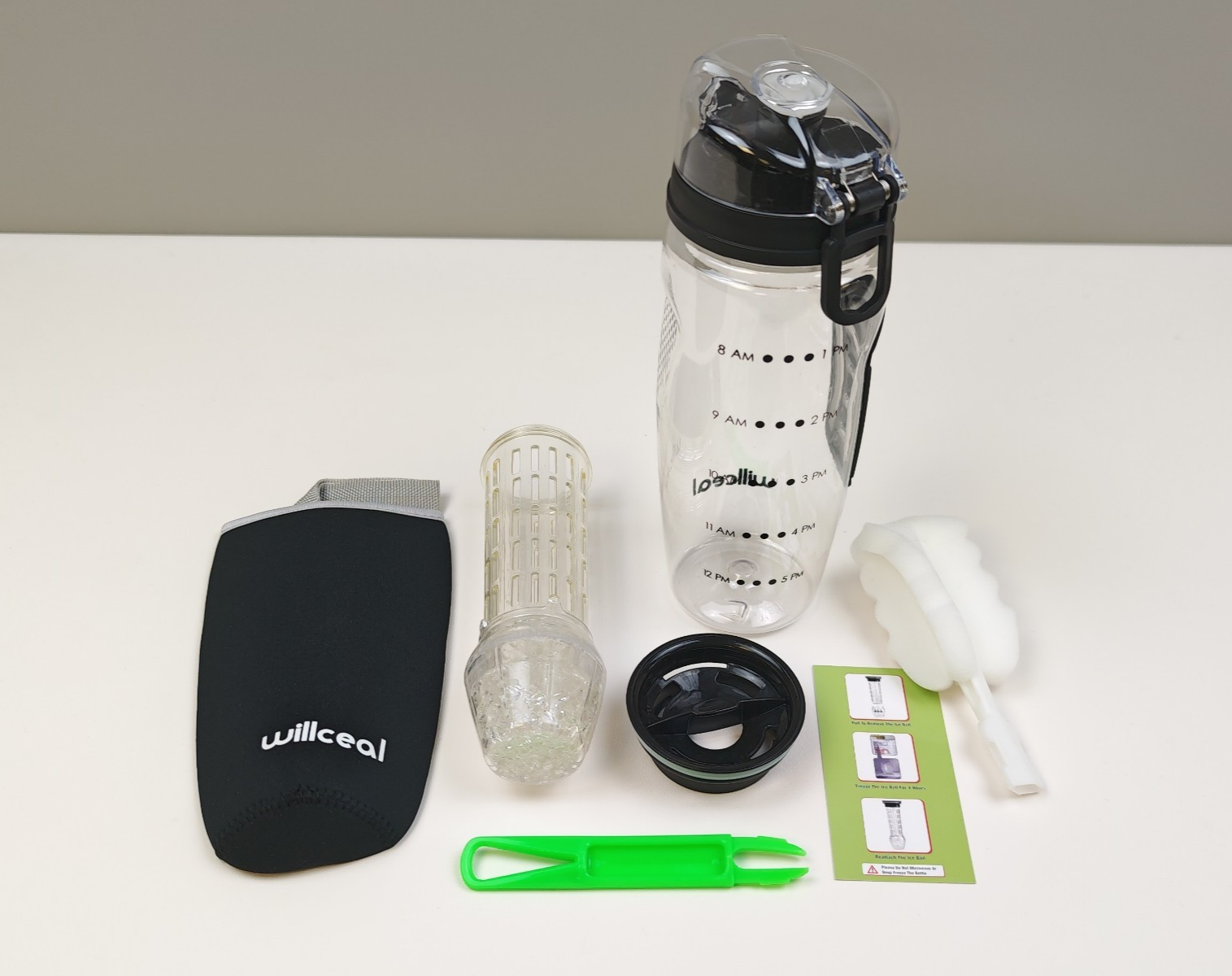 Fruit Infuser Water Bottle 32oz Durable with Detachable Ice Gel Ball,Large