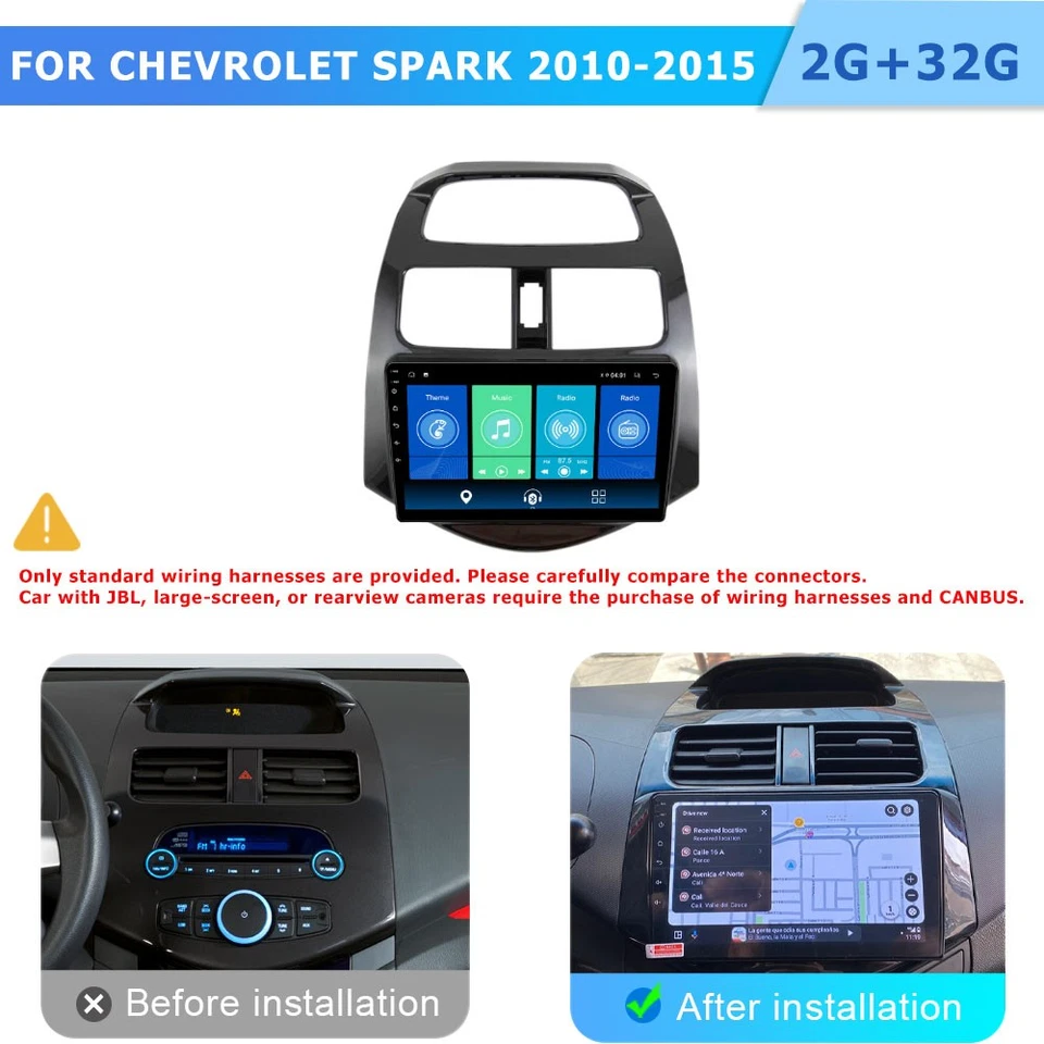 Stereo For Chevy Spark 2010-2015 Wireless Android Auto Apple CarPlay Car Radio - Image 3 of 4