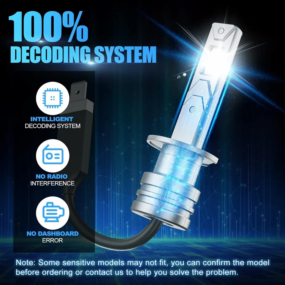 SUPAREE H1 LED Headlight Bulb H1 LED Bulbs Canbus H1 Car Bulb H1 Lamp HID Xenon - Image 3 of 4