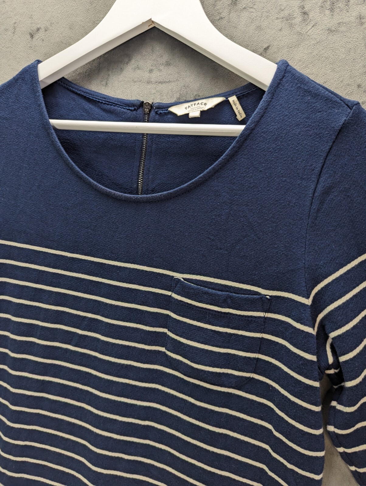 Fat Face Striped Dress Size 10 Blue 3/4 Sleeves 100% Cotton Summer Festival image 2