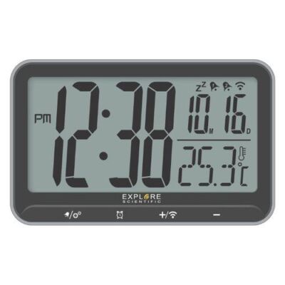Explore Scientific RDC 1009 Grey Radio Controlled Digital Alarm Clock