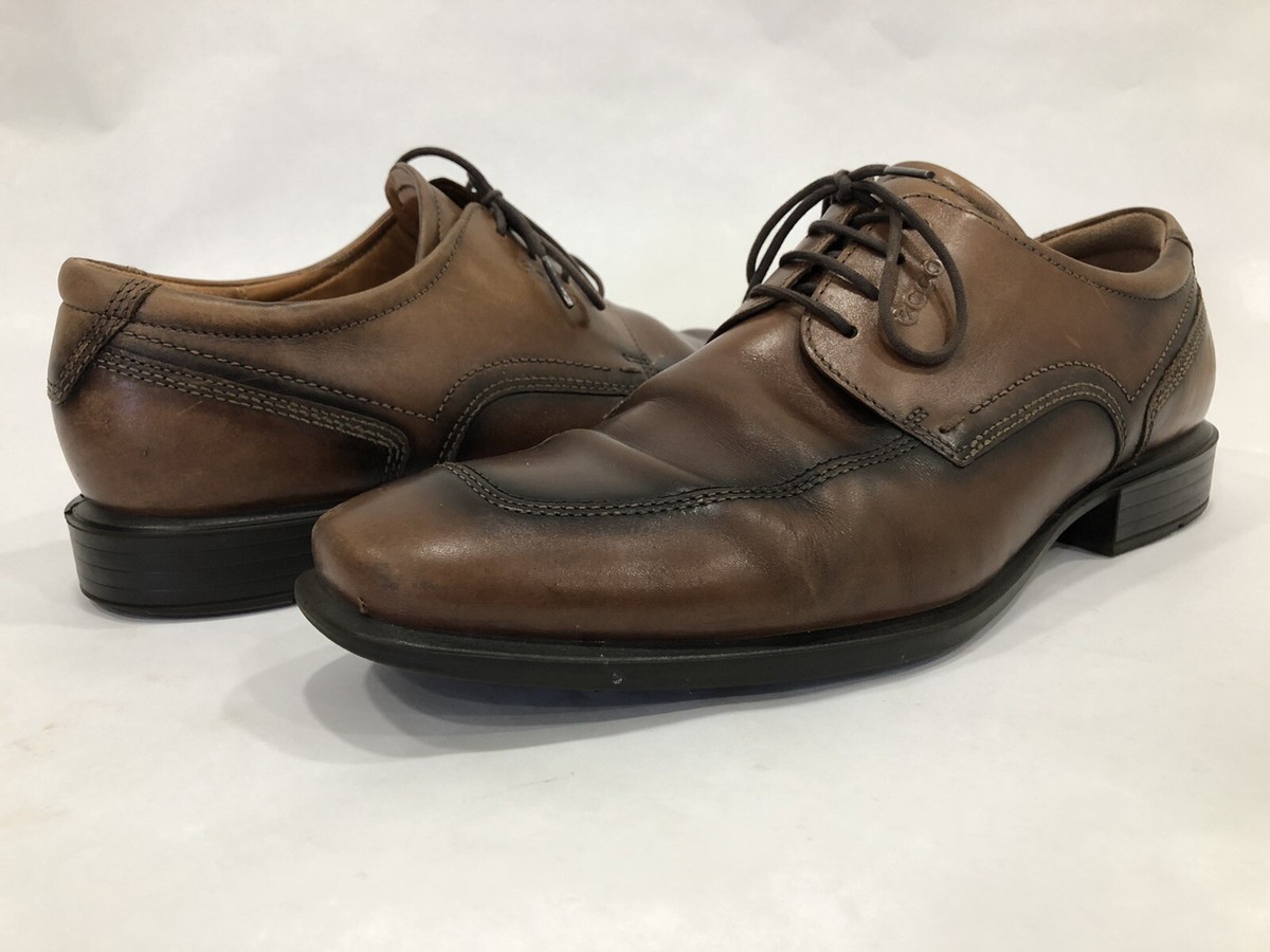 Ecco Mens Brown Dress Genuine Leather Lace Up Clean Shoes Sz 10(44) View 5