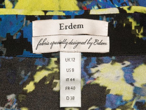 Blue & Multicolor Erdem Silk Floral Print Button-Up Top Size US 8 - Picture 4 of 5