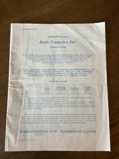 Apple Computer's Initial Public Offering Original Prospectus for  (IPO) in 1980