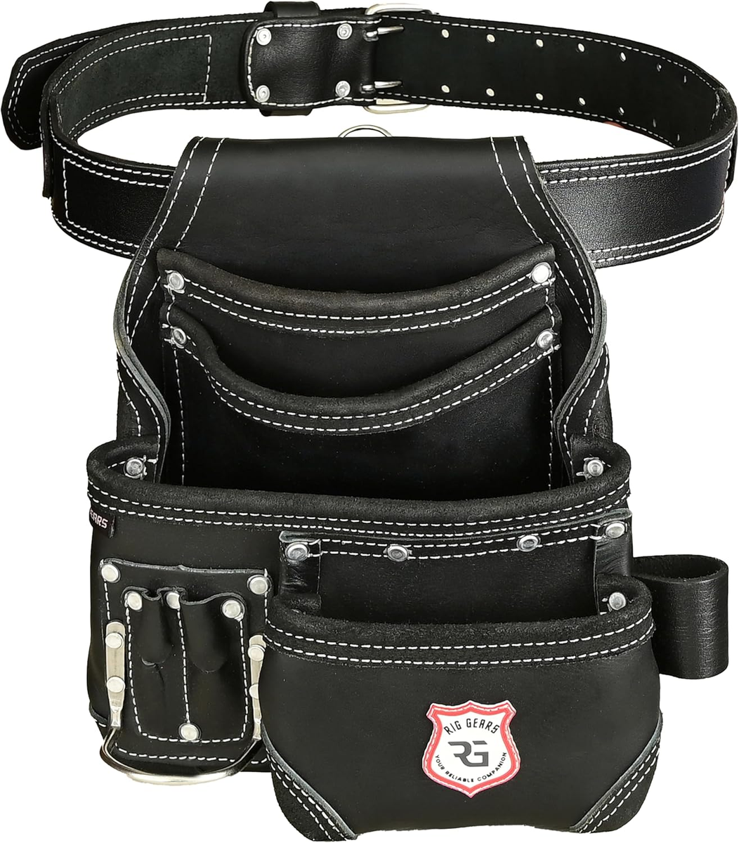 8-Pocket Leather Tool Belt for Carpenters - Durable Tool Organizer