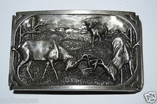 MINTY Vintage 1983 3D Pewter Deer Buck Antler Rack Rut Belt Buckle Hunters Gift