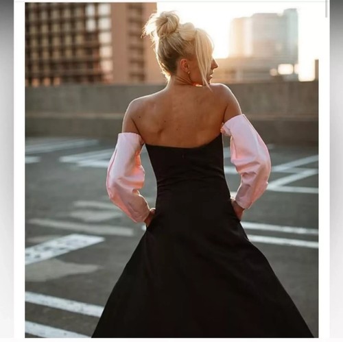 Women NWT "gianni bini" Nastia Liukin pink/black off shoulder dress. Size 4 - Picture 2 of 4