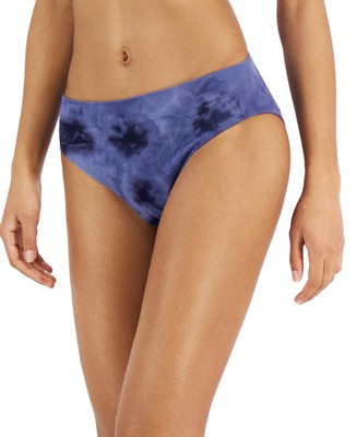 Jenni Women's Hi-Cut Seamless Knit Bikini Panty Underwear, Navy Blue Tie Dye