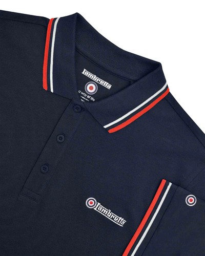 Lambretta Mens Polo Shirt Twin Tipped Lambretta Polo Shirt Sizes M-4XL - Picture 1 of 7