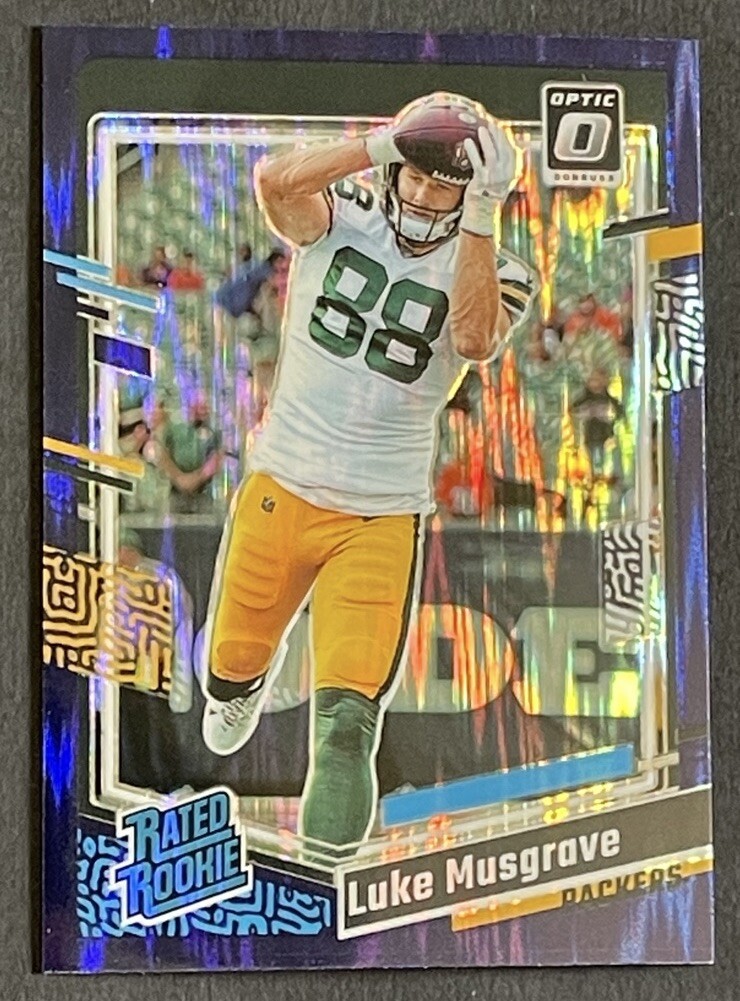 2023 Panini Donruss Optic Luke Musgrave Purple Shock Rated Rookie #241 Packers
