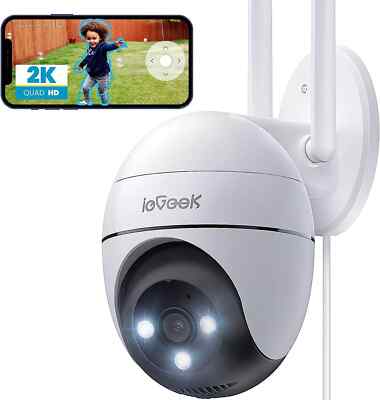 ieGeek 2K Outdoor 360° PTZ Überwachungskamera, 2-Wege Audio Home WiFi CCTV System 