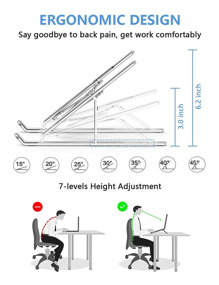 Adjustable Aluminum Laptop Stand Foldable Portable Holder for Better Ergonomics and Upgrade Ant  