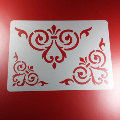 A4 Schablone Eck Ornament 3 Größen Ranke Spiralranke Volute - BS467