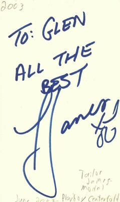 Tailor James Model Playboy Centerfold June 2003 Autographed Signed