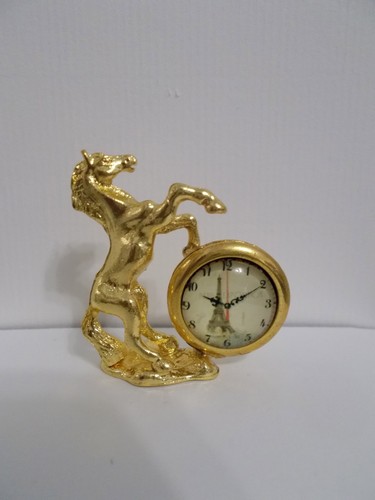 Casa delle bambole cavallo d'oro in miniatura con due orologi statua arte scala 1:12 - mantello nuovo!! - Foto 3 di 7