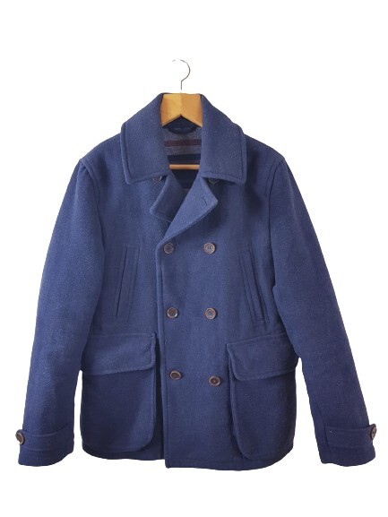 Mantaray Mens Long Sleeve Blue Basic Jacket Coat Size Medium M Regular Button