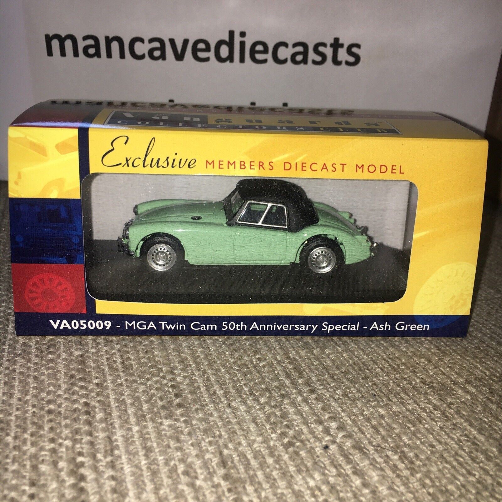 Vanguards 1/43 Scale VA05009 MGA Twin Cam 50th Anniversary Special - Ash Green