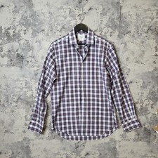 T.M.Lewin Dress Shirt Men Size 16 Multi Check Slim Fit Collared Button-Up A