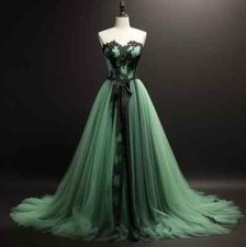 Gothic Wedding Dress Lace Appliques Off Shoulder A Line Bridal Gowns Sweep Train