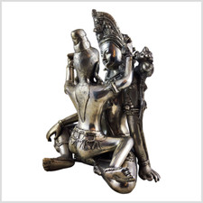 Buddha Shakti YabYum Messing versilbert 26cm 6kg Buddha Statue Yab-Yum Tantra