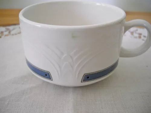 Vintage Syracuse China Restaurant Syralite WHITE & BLUE STRIPE Teacup ~