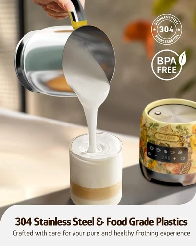 Hazel Quinn Electric Milk Frother Stainless Steel Coffee Milk Steamer Detachable - Imagen 5 de 10