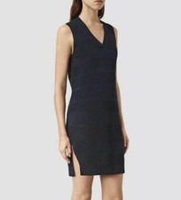 CLEAR OUT/SALE AllSaints Fix Mesh Knitted Dress Black Linen/Cotton 12 BNWT £128
