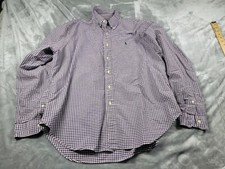 Ralph Lauren Button Up Shirt Men Purple XL Long Sleeve Gingham Classic Fit