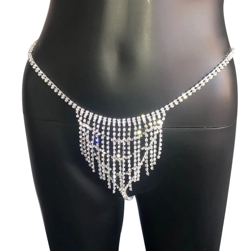 Sexy Rhinestone Chain Bikini – Crystal Stage Costume for Women Rave Party Outfit - Image 2 of 4