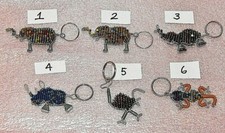 AUTHENTIC BEADED SAFARI ANIMAL KEYCHAINS FROM SOUTH AFRICA HANDMADE NEW