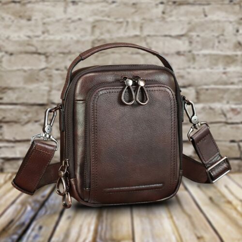 Genuine Leather Messenger Bag for Men Small Sling Purse Crossbody Shoulder Bags - Picture 3 of 16
