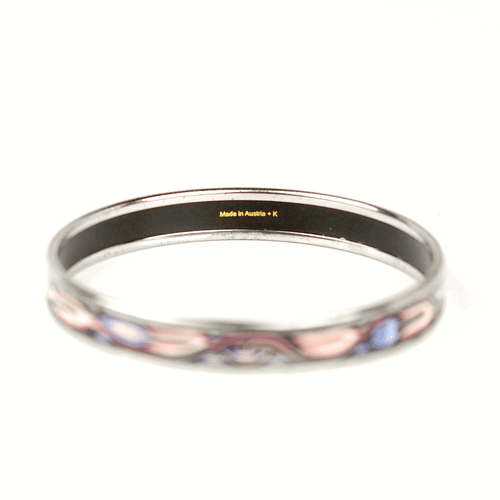 HERMES BRACELET 70 Narrow Palladium-Plated Printed Enamel Bangle - Picture 5 of 5
