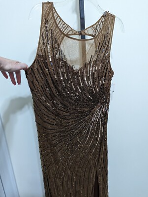 Patra Women's Sequin Open Back Dress Gown Bronze Brown Size 18 $299 | eBay