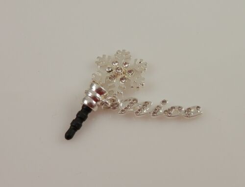 Snowflake nice Christmas cell phone fits Ipad charm ear cap dust plug xmas bling - Picture 1 of 2