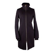 PRADA BLACK NYLON BLEND HIGH COLLAR COAT size 42
