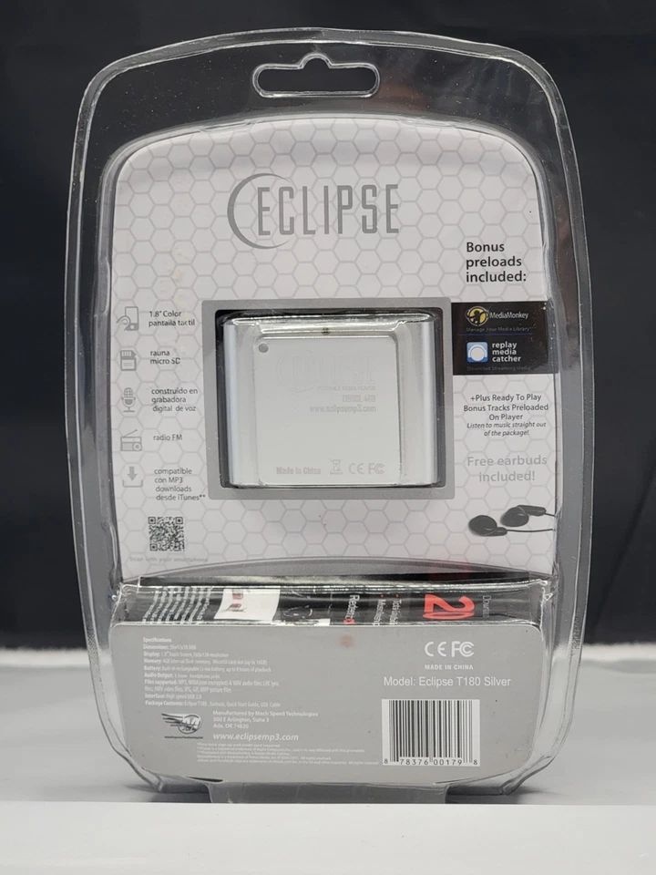 Eclipse T180 4GB MP3 Silver Music Video Player NIP Touch Screen  - New - Image 3 of 4