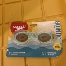 Speedo Jr. Glide Print Swim Goggles Ages 6-14 Anti Fog UV Protection New 1B X