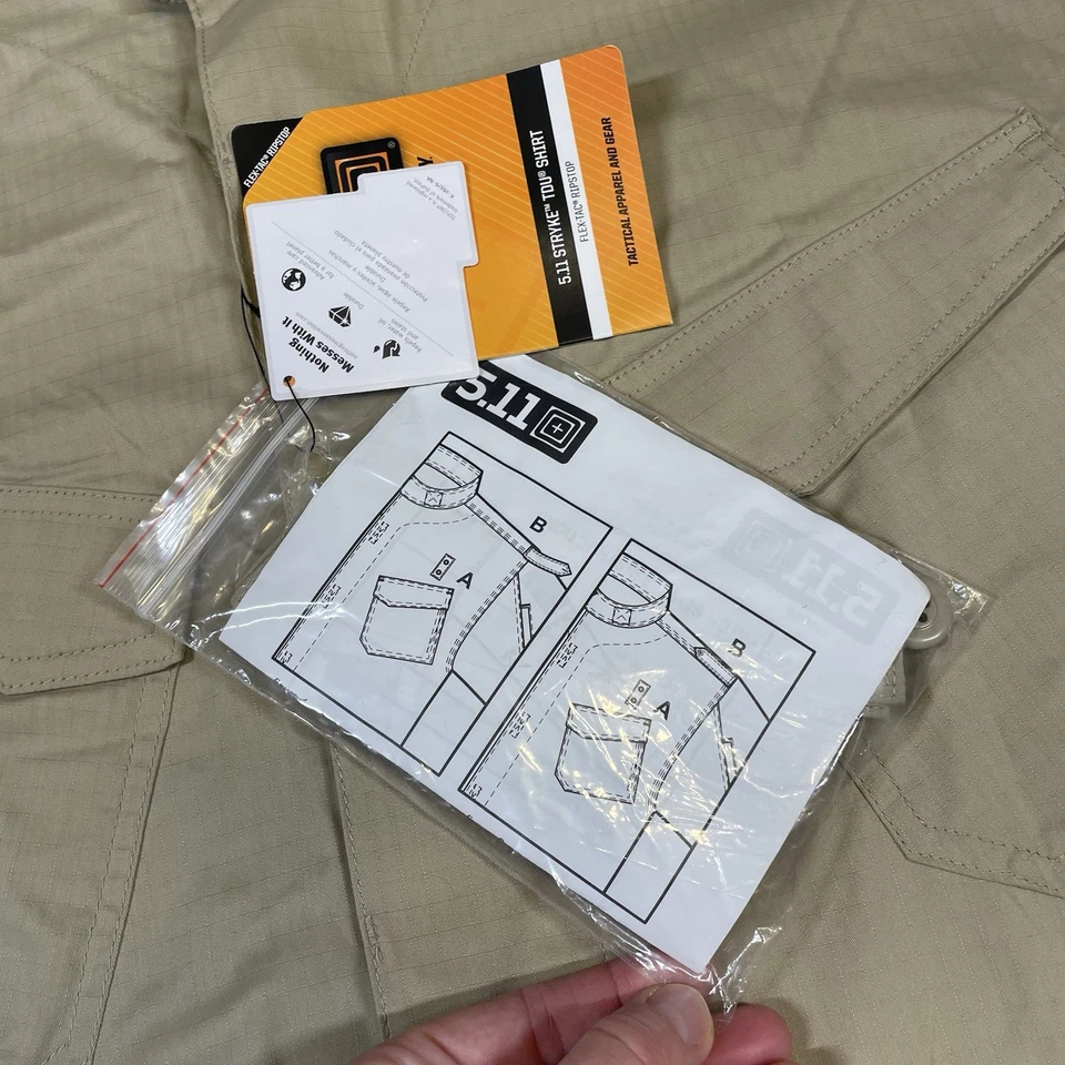 5.11 Tactical Stryke TDU Shirt Men’s 5XLT Tall Tan Long Sleeve Full Zip NEW - Image 3 of 4