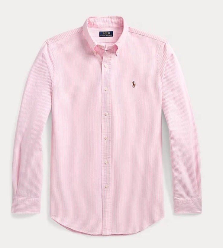 Polo Ralph Lauren Mens Classic Fit Striped Oxford Shirt in Pink Multi Size 2XLT