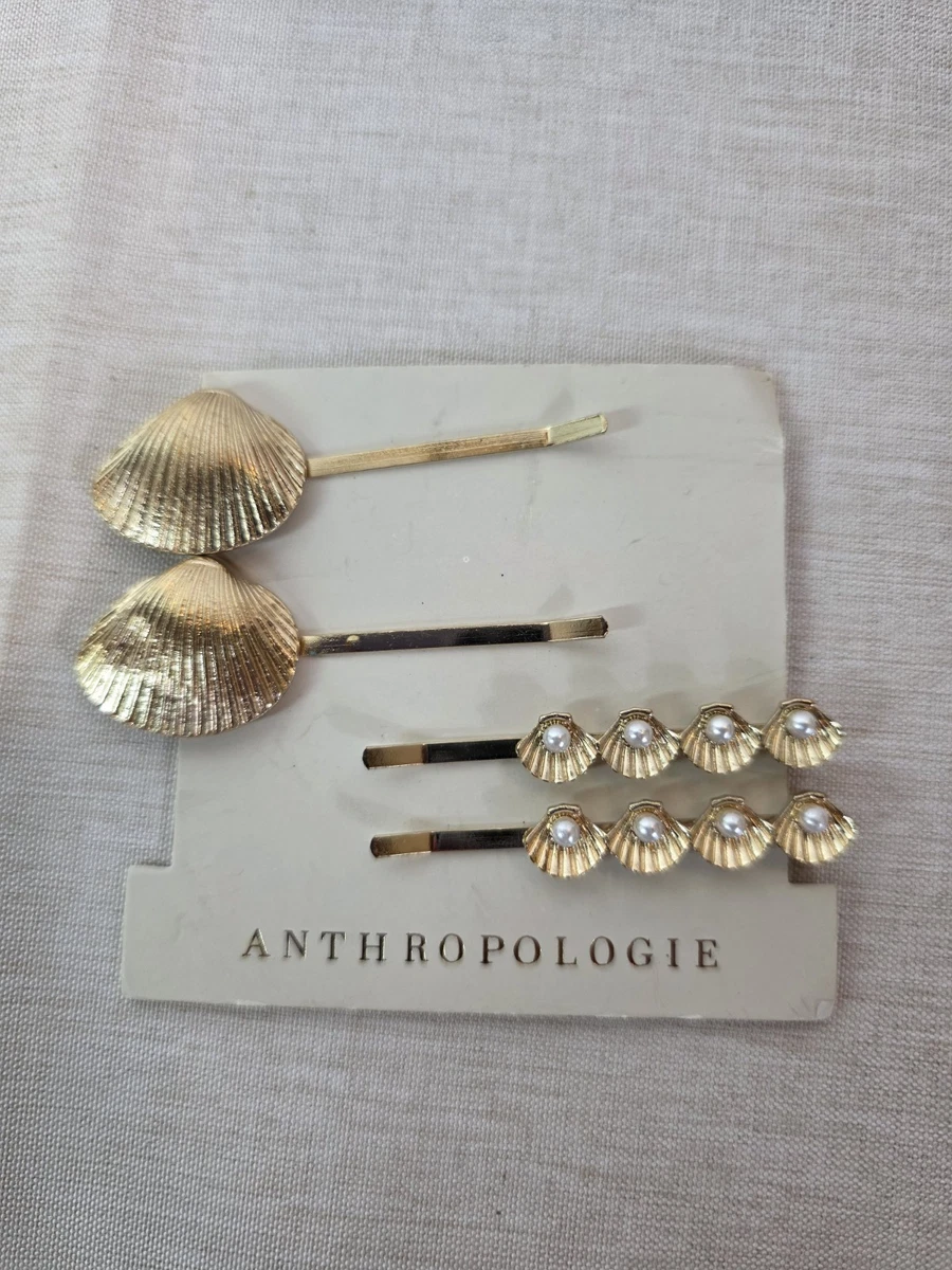 NWT Anthropologie Mixed Shape Barrettes Set of 8 in Gold, Amber, Peach, Cream Anthropologie Gold Hair Accessories for Women for sale | eBay main image 4
