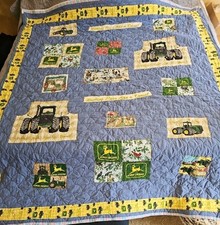 John Deere Tractor Country Style Quilt Blanket 86" X 72" Handmade