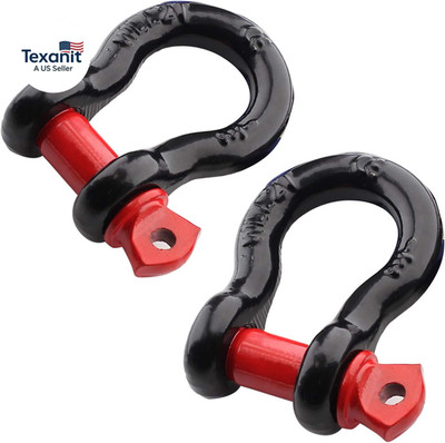 2Pcs 1/2 Inch D Ring Shackle, D Shackle Rugged 12 Ton(26,455 Lbs) Maximum Break