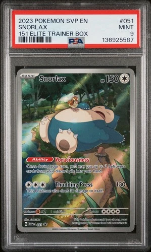 136925587 Snorlax 2023 Pokemon Scarlet Violet 151 ETB Promo - SVP EN #051 PSA 9