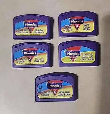 LeapFrog LeapPad Phonics Program Lot of 5 Cartridges 2002 Learning Educational