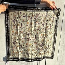 Vintage Silk Western Art Scarf  Kangaroo  Desert Motif  Unique Gift for Her