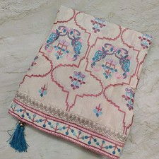 Vintage Indian Designer Hand Embroidery Wedding Dupatta Scarf Veil Stole Hijab L