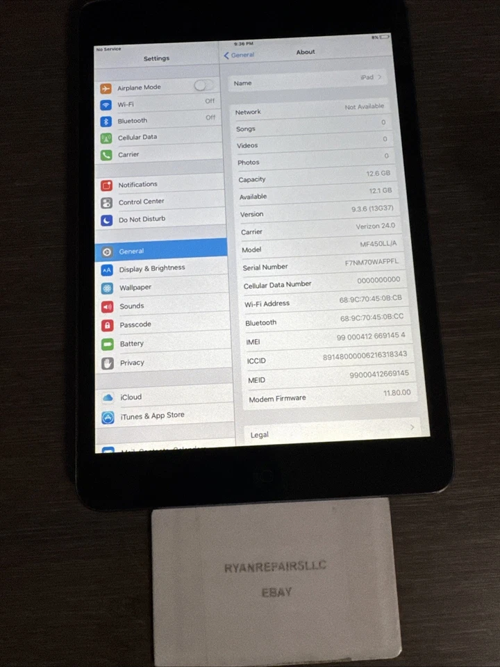 Apple iPad Mini Wi-Fi Cellular A1455 7.9in READ! - Image 2 of 4