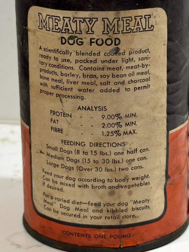 ANTIQUE SCOTTIE GREYHOUND PUPPY MEATY DOG FOOD ADVERTISING CAN MASPETH NEW YORK - Image 4 of 4