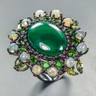 Vintage Jewelry Natural Malachite Ring 925 Sterling Silver Size 8 /R447277