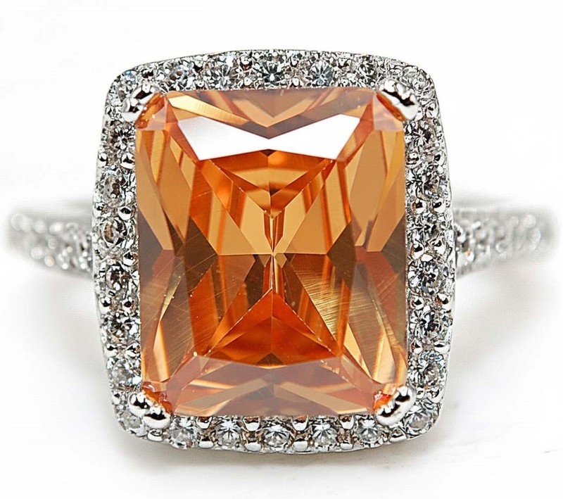 8CT  Padparadscha 925 Solid Sterling Silver Ring Sz 6 F8-1